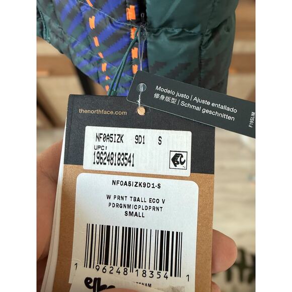 NWT The North Face Plaid Printed ThermoBall Eco Vest Blue Green Womens Sze Small - Picture 13 of 13